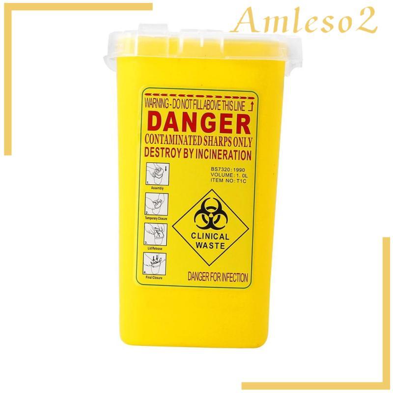 1 Quart Sharps Hộp Đựng Biohazard Xử Lý Lưỡi Kim Thùng Rác Màu Vàng