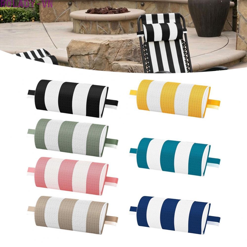 #ROYALLADY#Washable Striped Headrest Pillow for Textilene Lounge Chairs 35x15x5.5 cm