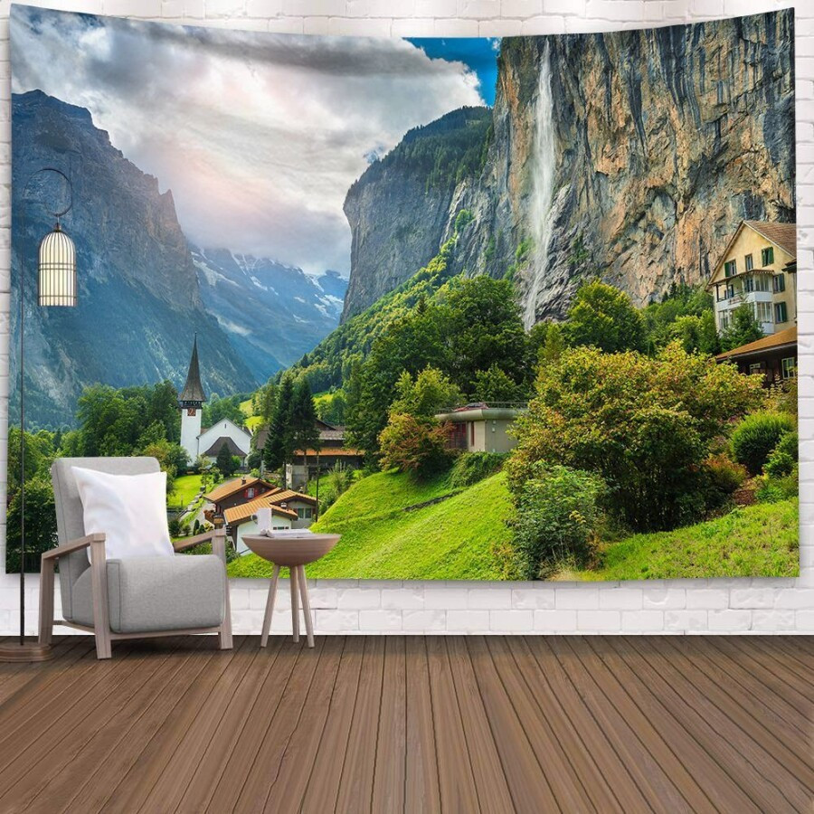 Kain latar belakang hutan, kain dekorasi dinding, permadani, mural dekorasi rumah, kain gantung berm