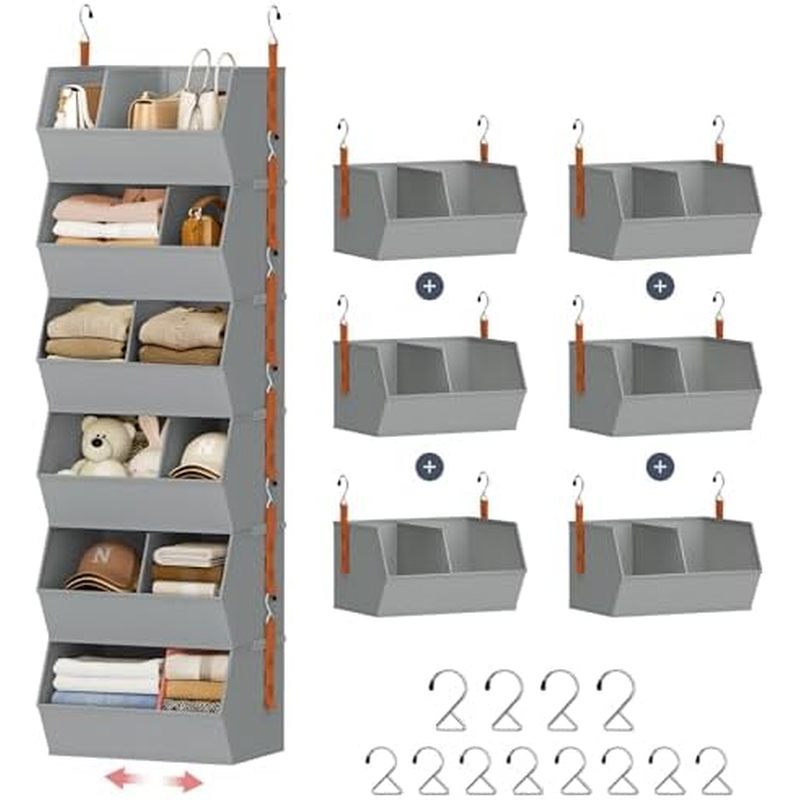 Hanging Closet Organizer Extra Large, Clothes Hanging Shelves for Closet with Divider, Collapsible C