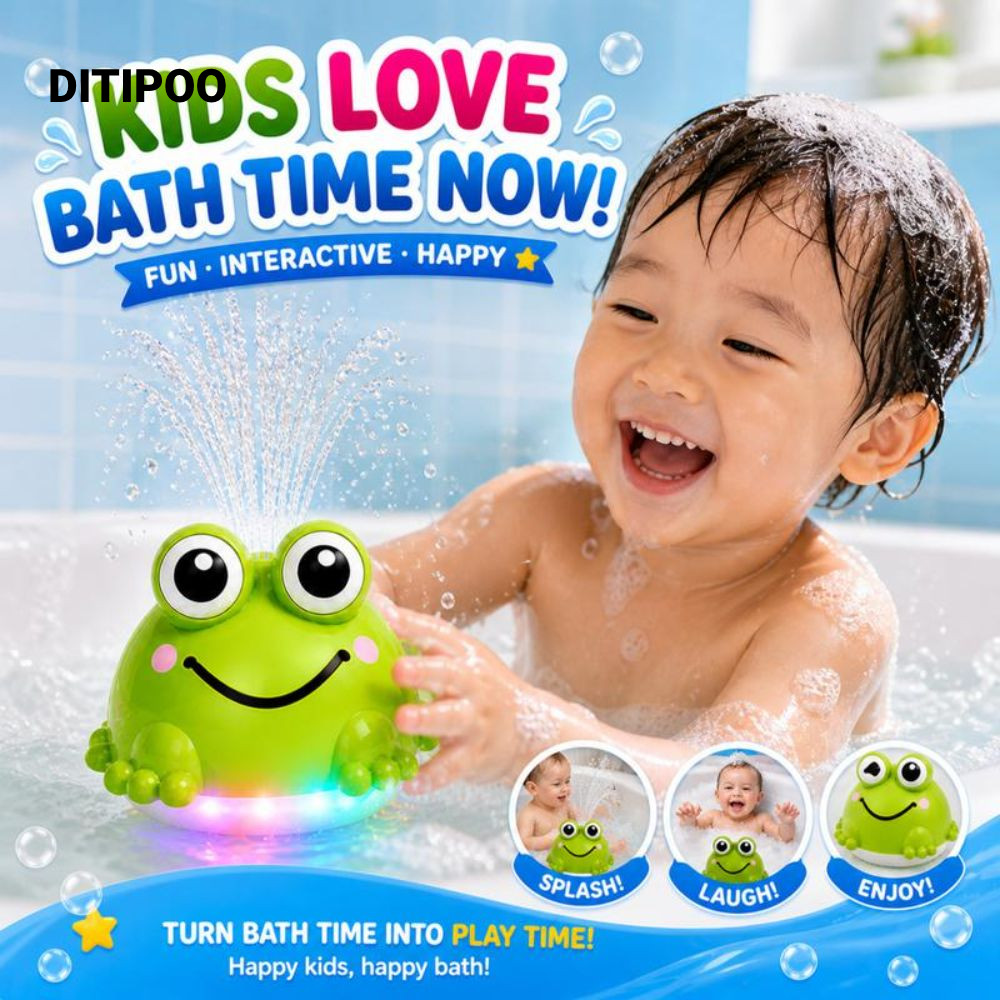 Đồ chơi tắm ếch DITIPOO, Đồ chơi phun nước dạng cốc hút hình con ếch, Đồ chơi chơi chơi nước bằng nh