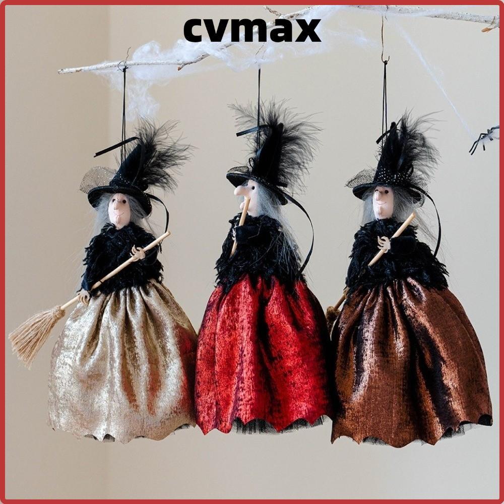 Mặt dây chuyền trang trí phù thủy CVMAX, Mặt dây chuyền phù thủy Halloween nhung sáng bóng thủ công,