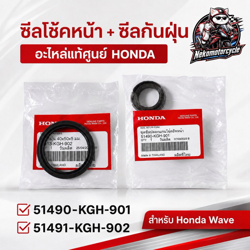 Phốt Sốc Trước + Bụi Honda Wave Chính Hãng 51490-KGH-901 / 51491-KGH-902 Phụ Kiện Dự Phòng Cho Mẫu