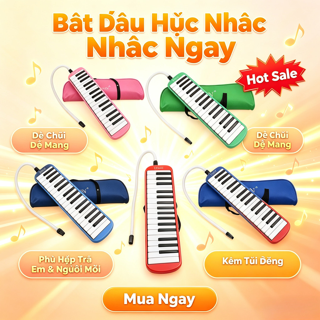 Kèn Phím Melodica 32 Phím Tặng Kèm Phụ Kiện - Kèn Phím Cho Học Sinh Đàn Kèn Dụng Cụ Âm Nhạc Chirita
