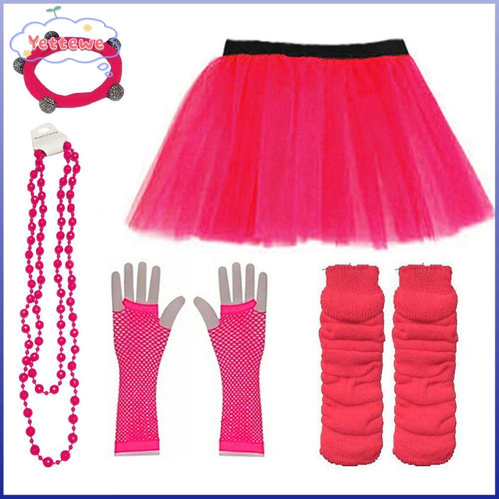 YVETTPH Neon 80s Prom party Tutu Váy Giữ Ấm Chân Bộ Trang Phục
