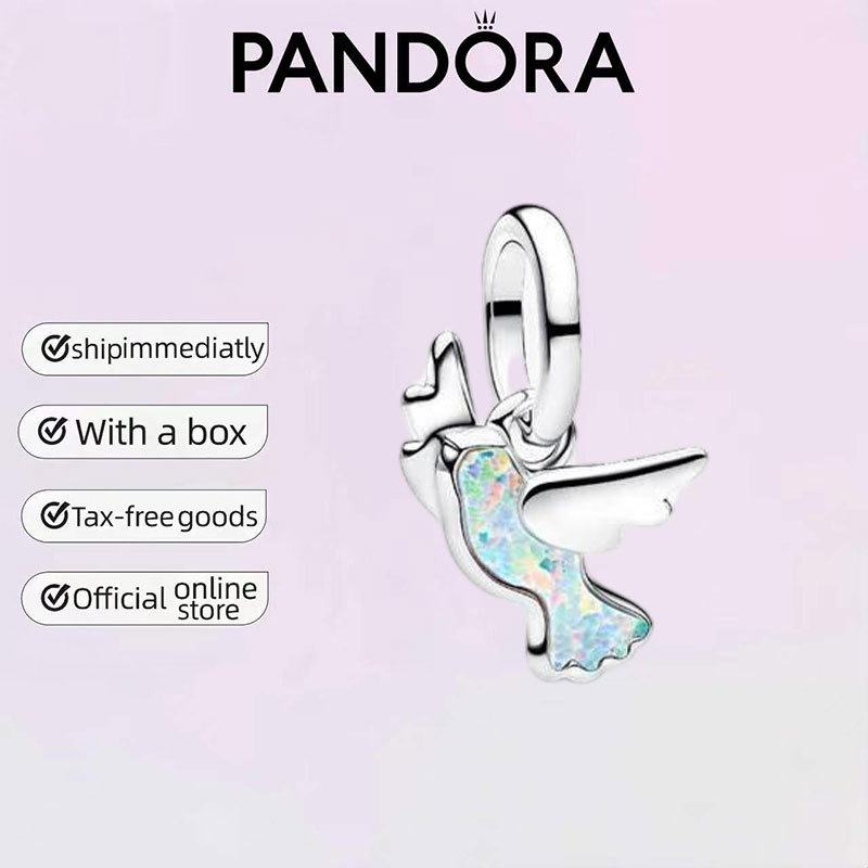Trắng Dove Mini Tòn Ten Charm Pandora Bạc 925 Trang Sức Tinh Tế Quà Tặng Cặp Đôi Bộ Quà Tặng