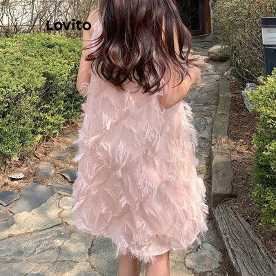 (thanh lịch) Đầm nữ Lovito xếp nếp màu trơn phong cách L106AD483