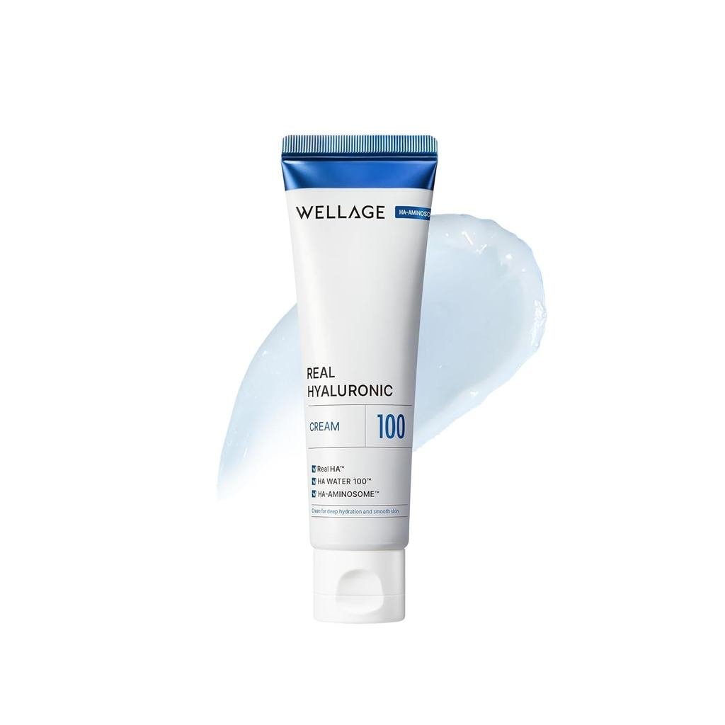 WELLAGE Real Cream 100, Pure Acid Kem dưỡng ẩm mặt Hàn Quốc với Ceramide Panthenol Squalane Vitamin 