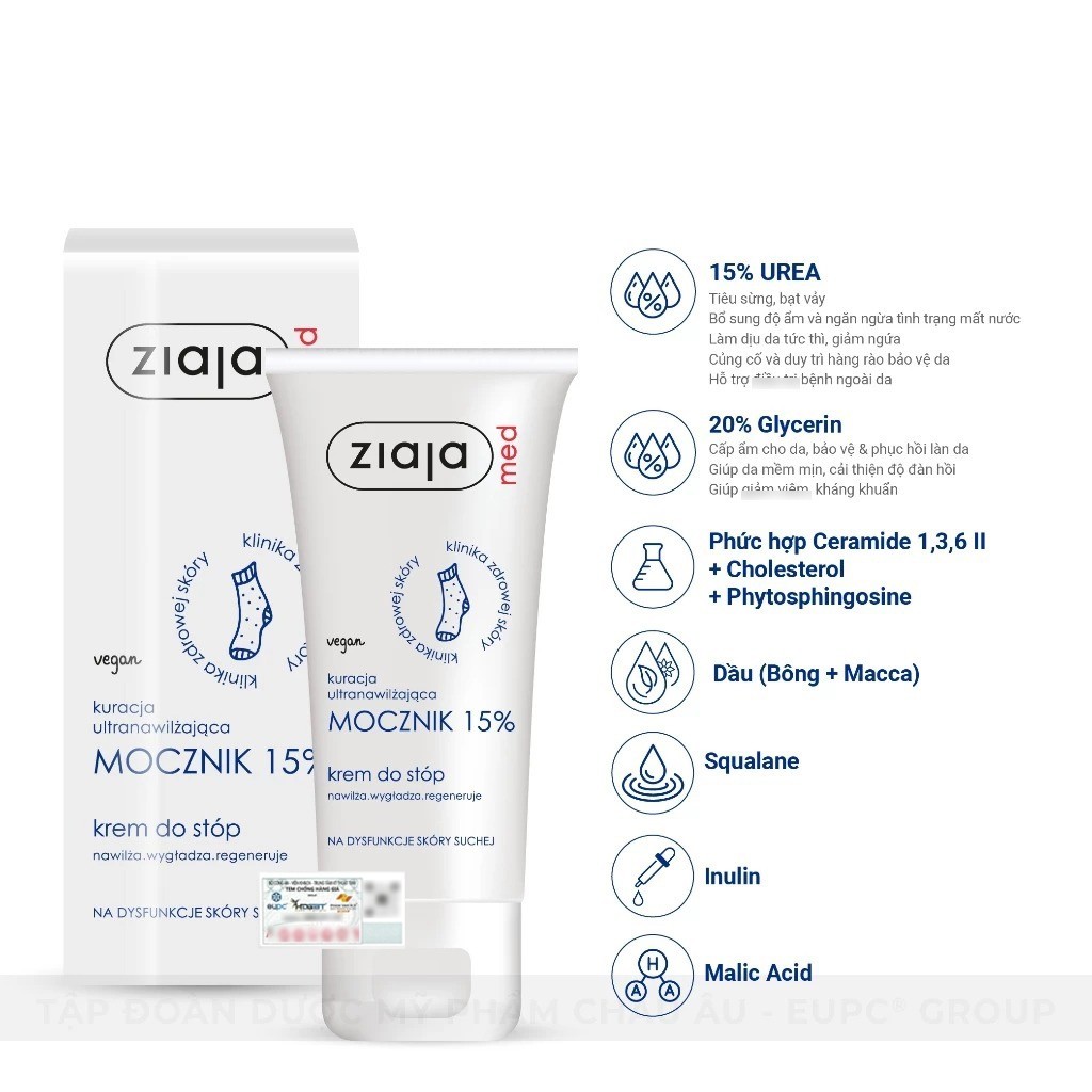 Kem Mềm Da 15% Ure - Ziaja Med Mocznik 15% Urea Cream 100ml