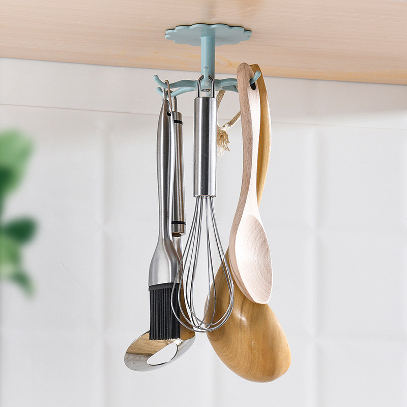 A2941 Kệ bếp bằng nhựa đục lỗ đơn giản Xoay móc treo tường phòng tắm có thể thu vào 26729GG