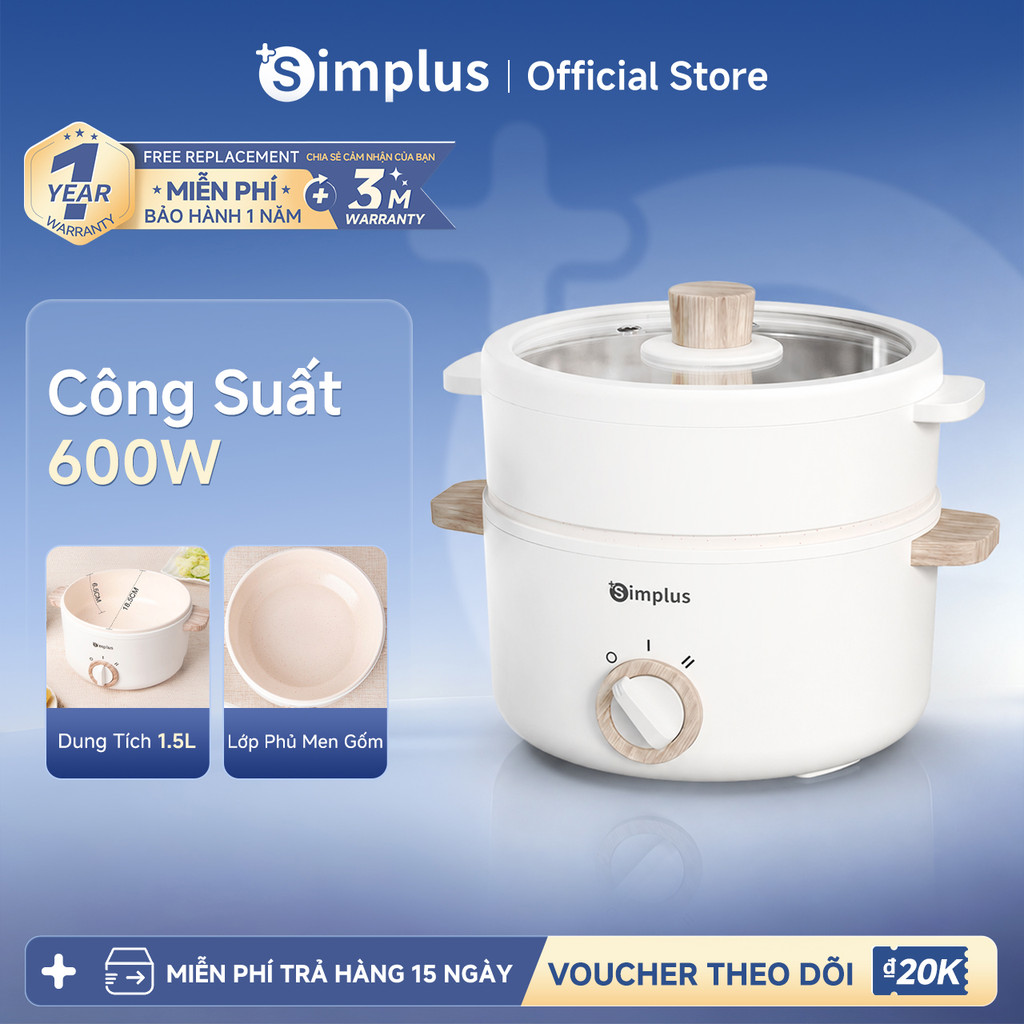 Simplus Nồi Lẩu Đa Năng Có Xửng Hấp Dung Tích 3L DZGH010 - Bảo Hành 1 Năm 1 Đổi 1