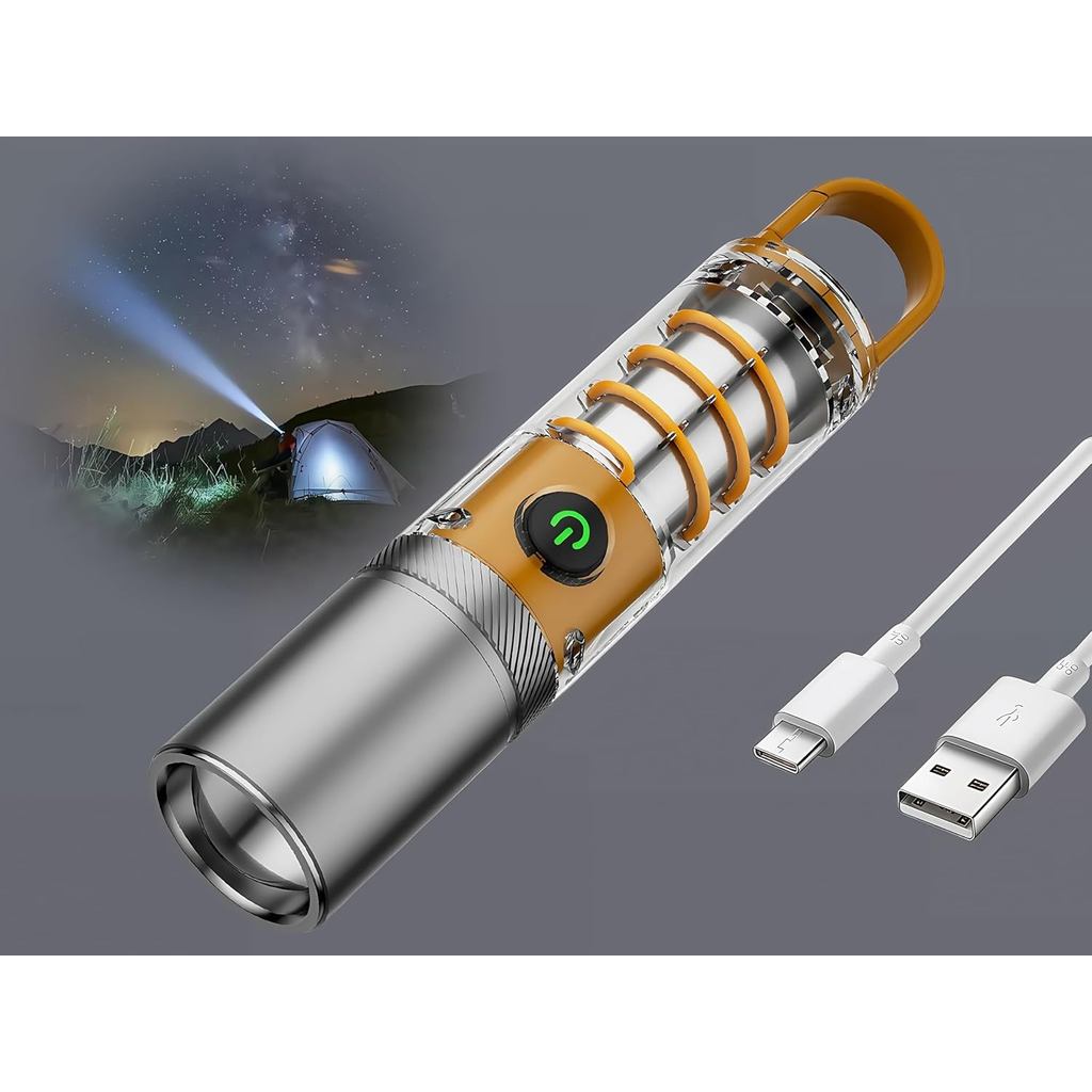 Đèn pin chiến thuật & đèn cắm trại có thể sạc lại đa chế độ Lumen 100.000 Lumen – 5 chế độ (Cao / Me
