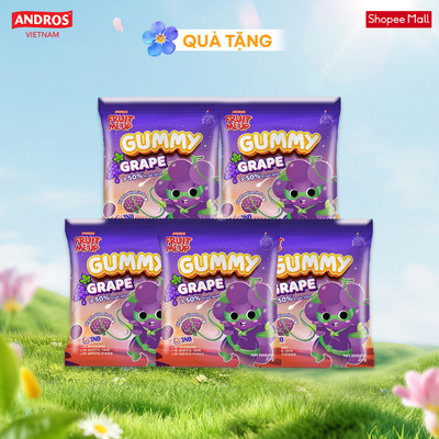 [QUÀ TẶNG KHÔNG BÁN] 5 túi kẹo Dẻo Trái Cây Gummy vị Nho 20G - Nhập Khẩu Từ Pháp Của Pháp - ANDROS FRUIT ME UP GUMMY