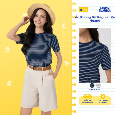 [BST Comfort Me-We] Áo Phông Nữ Yody Regular Kẻ Ngang mềm mại co giãn thấm hút mồ hôi WCTS26S014