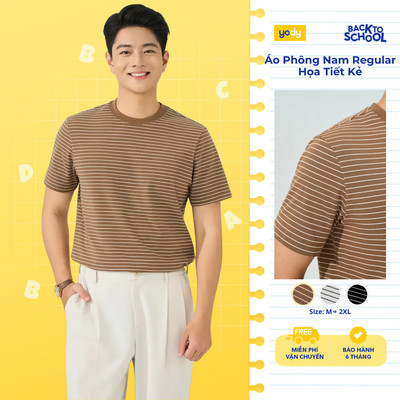 Áo Phông Nam Yody Regular Họa Tiết Kẻ Co Giãn Đàn Hồi Thoáng Mát MCTS25S391