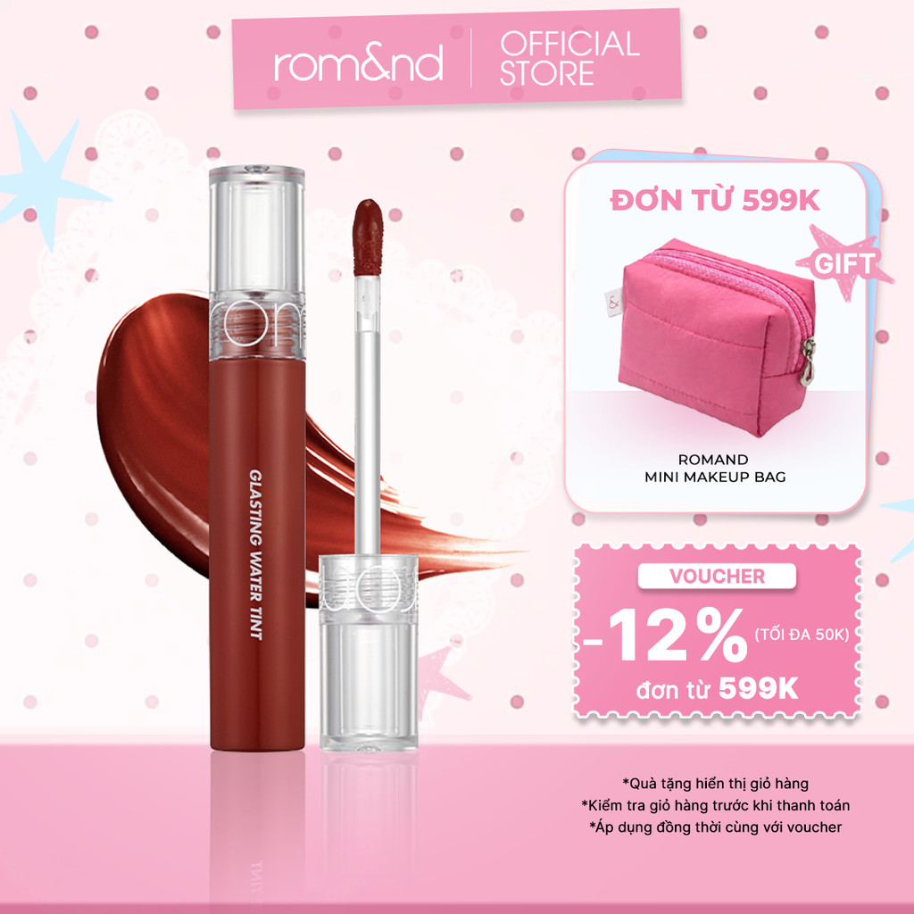 [Rom&nd x KOL] Son tint nước siêu lì, lâu trôi Hàn Quốc Romand Glasting Water Tint 4g
