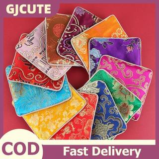 GJCUTE Trung Quốc Thổ Cẩm Vuông Túi Bảo Quản Kỳ Lạ Thêu Họa Tiết sel Dây Kéo Món Quà Hoàn Hảo Cho Bạn Bè Trang Sức Sắp Xếp Trang Điểm VN