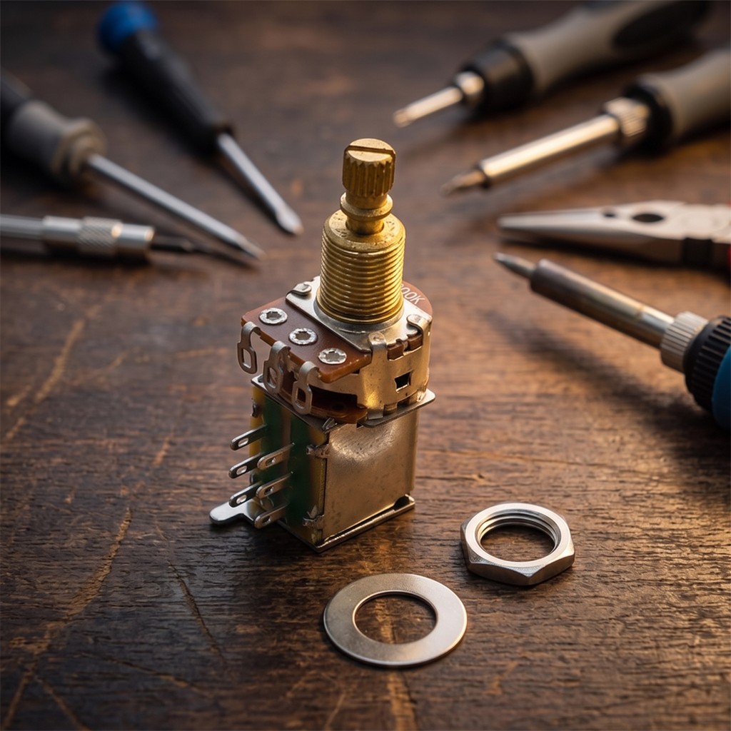 B500K Chiết áp có công tắc Nút nhấn nhỏ gọn Chiết áp cho Luthier