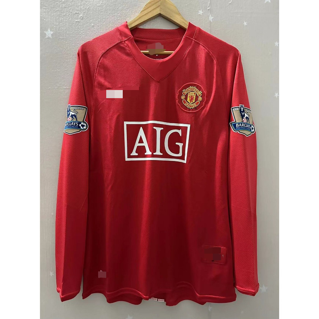07 08 Áo bóng đá cổ điển dài tay Manchester United Áo bóng đá Manchester United Ronaldo Rooney AAA +