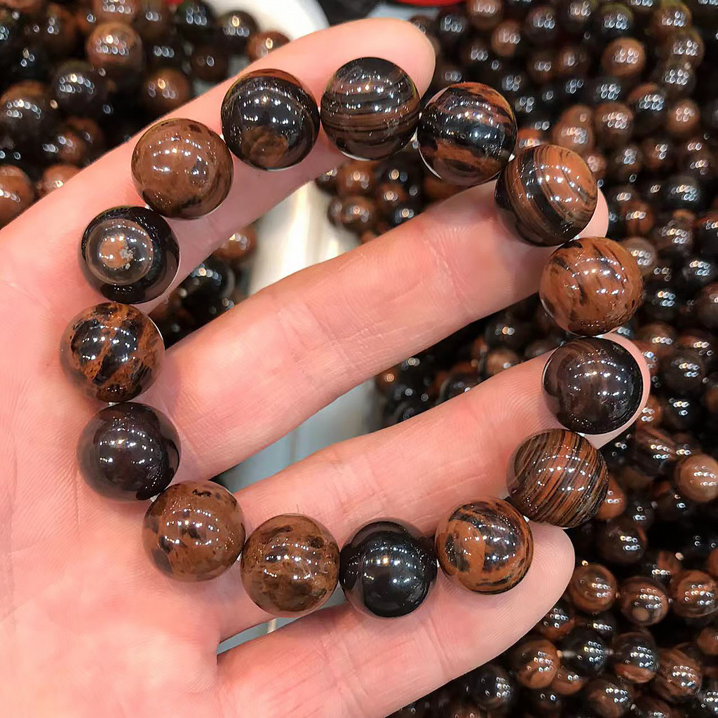Sản phẩm mới Obsidian Vòng tay đá sáng màu đỏ Vòng tay đá quý pha lê Vòng tay Obsidian
