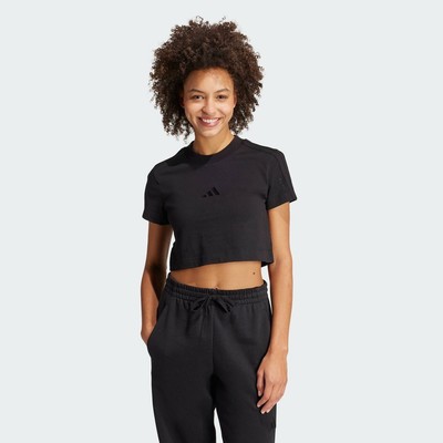 adidas Phong cách sống Áo Thun Dáng Ôm 3 Sọc ALL SZN Nữ Đen JI9102
