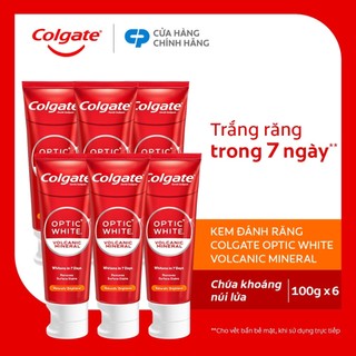 Bộ 6 Kem Đánh Răng Colgate trắng răng Optic White trắng trong 7 ngày từ khoáng núi lửa 100g