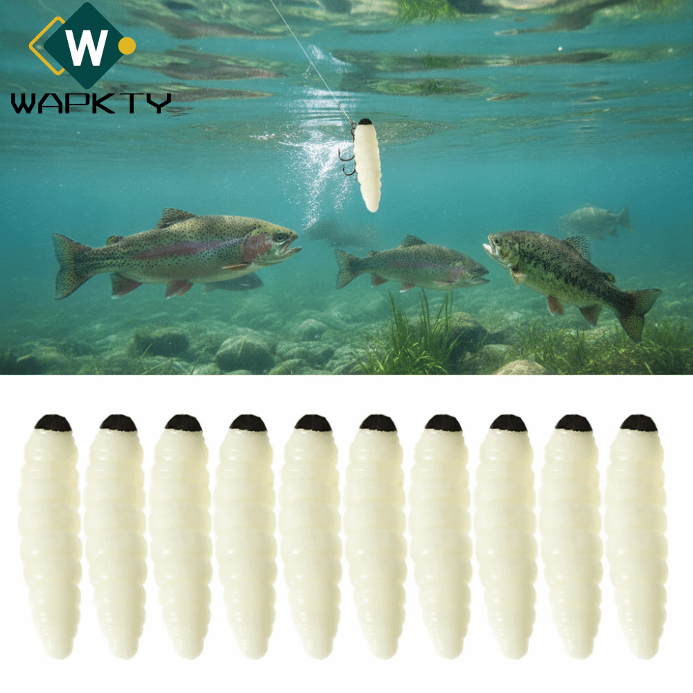 WAPKTY 100 CÁI Mồi câu cá, Giun câu cá PVC 1.38 Inch, Giun câu cá mềm như thật cho cá hồi