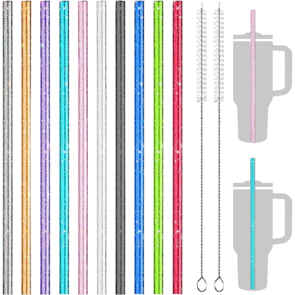 10 Gói Ống Hút Thay Thế Lấp Lánh Cho Stanley Adventure Quencher 40 oz 30 oz Phụ Kiện Tumbler, Ống Hú