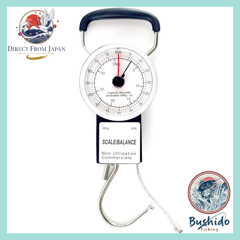Orulld Fishing Scale "Hakarudo C" Analog Hanging Scale, Maximum Weight Capacity 35kg, Built-in 1m Fi