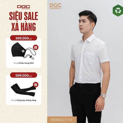 Áo sơ mi Nam ngắn tay DGC Dáng Ôm Perfect Fit, Phong cách công sở hiện đại - SASNBD159M-S