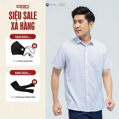 Áo sơ mi ngắn tay nam DGC Dáng suông Smart Casual, Chất Vải Thoáng Mát - SASNBC08M