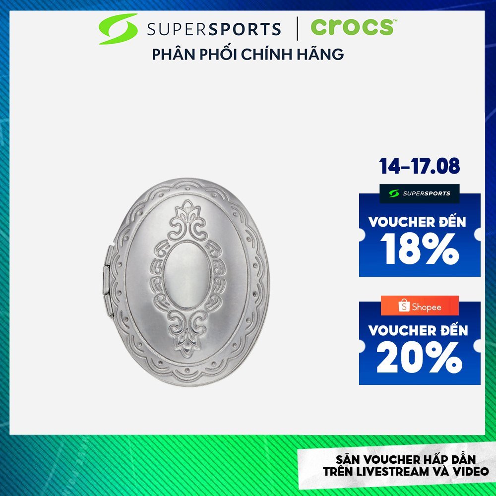 Phụ Kiện Charm Crocs Silver Oval Locket - Xám - 10014400