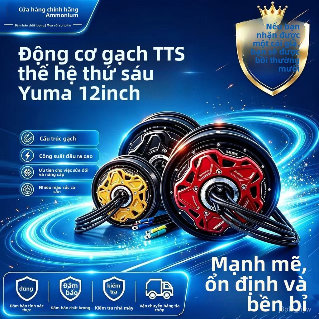 Động cơ Yuma 12 inch 6th TTS 2000W-15000W công suất cực đại cho xe điện hiệu năng