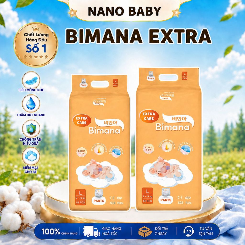 Tã/Bỉm Dán/Quần BIMANA EXTRA CARE HÀN QUỐC Thấm Hút Tốt, Đủ Size