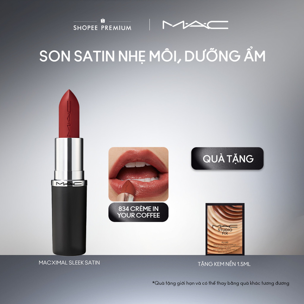 Son MACximal Sleek Satin không chỉ mang đến chất son satin căng bóng, mềm mượt mà còn duy trì độ dưỡng ẩm môi trong 8h
