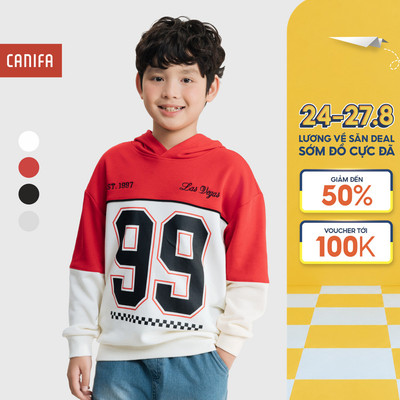 Áo nỉ có mũ bé trai CANIFA áo hoodie dài tay phói màu in họa tiết 2TW25C006