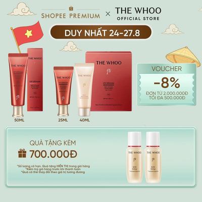 [THE WHOO OFFICIAL] Tinh chất chống nắng chống lão hóa, chống oxy hóa làm dịu da The Whoo UV Red Vitamin Sunscreen 50ml