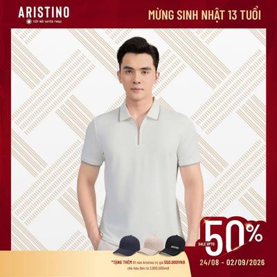 Áo Polo Nam Tay Ngắn Khóa Kéo Cổ Aristino Business Regular Tơ Tằm Cao Cấp 1PS074AS3