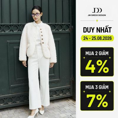 Quần Jean ống đứng 2 túi bổ 3P10.2506K. Quần Jean nữ trắng dáng đứng cạp cao basic tôn dáng thiết kế bởi JM Dress Design