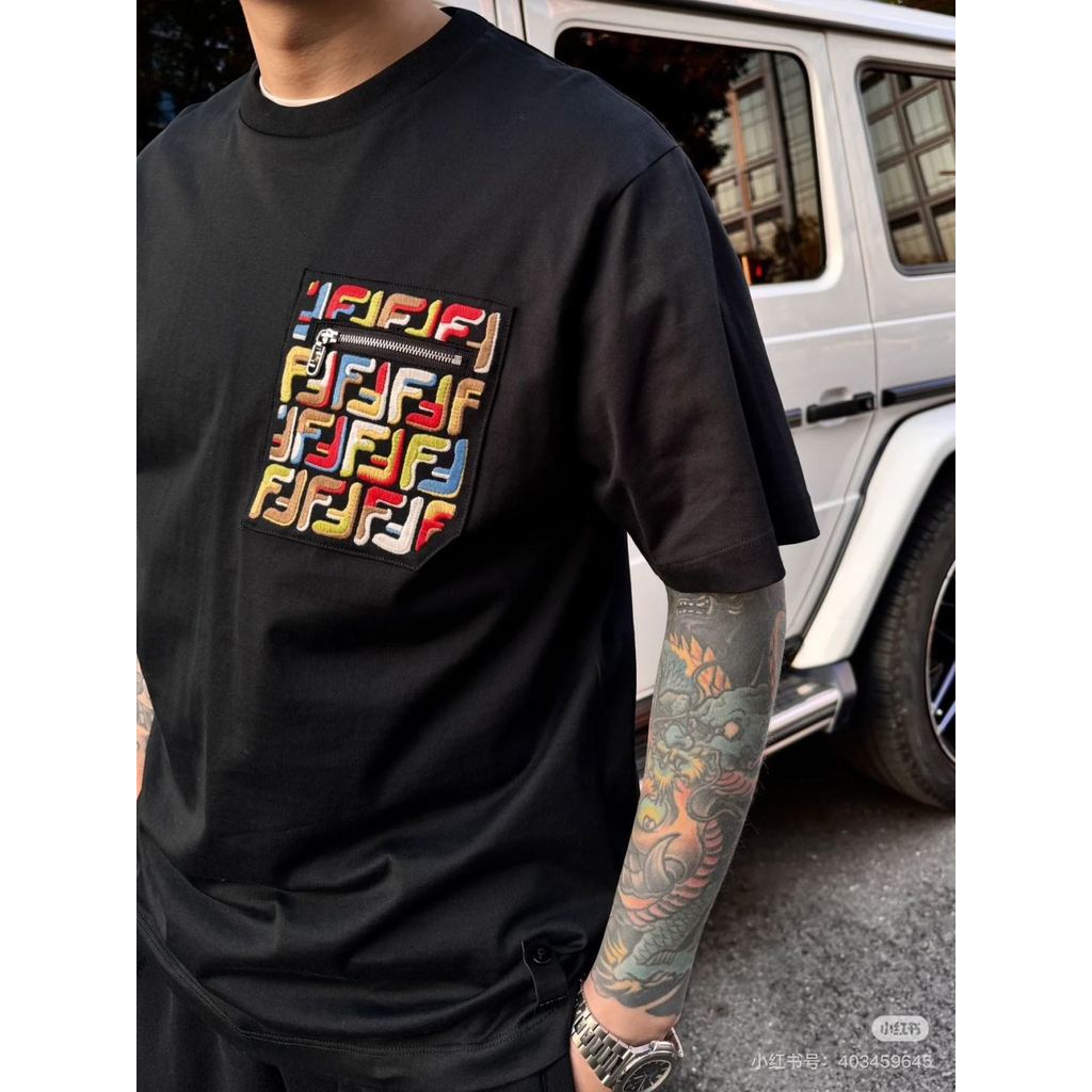 FENDI FENDI Summer Plus Size Nam Nữ Tay Ngắn Cặp Đôi Hợp Thời Trang Mới Mỹ Hợp Thời Trang Áo Chui Đầ