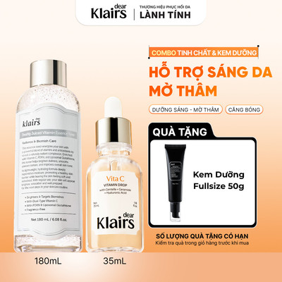 Combo Nước hoa hồng Freshly Juiced Vitamin Essence Toner 180ml + [Bản Mới] Tinh chất Vitamin Drop 35ml [FS]