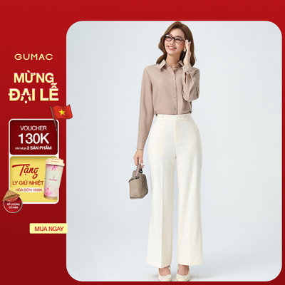 Quần Tây Nữ GUMAC Ống Rộng Form Cơ Bản Lưng Có Con Đỉa Tôn Dáng Hiện Đại LQG0110 - LQG0412 