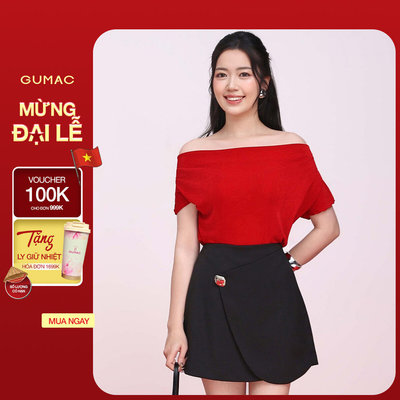 Chân Váy Nữ GUMAC Form A Ngắn Đắp Layer Đính Nút Chất Kaki Thun Co Giãn Tôn Dáng VF05032
