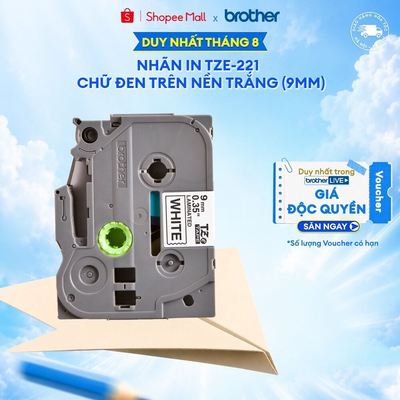 Nhãn in Brother TZe-221 chữ đen trên nền trắng (9mm)