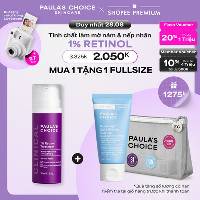 Tinh chất làm mờ nám và nếp nhăn Paula's Choice Clinical 1% Retinol Treatment 30ml 8010