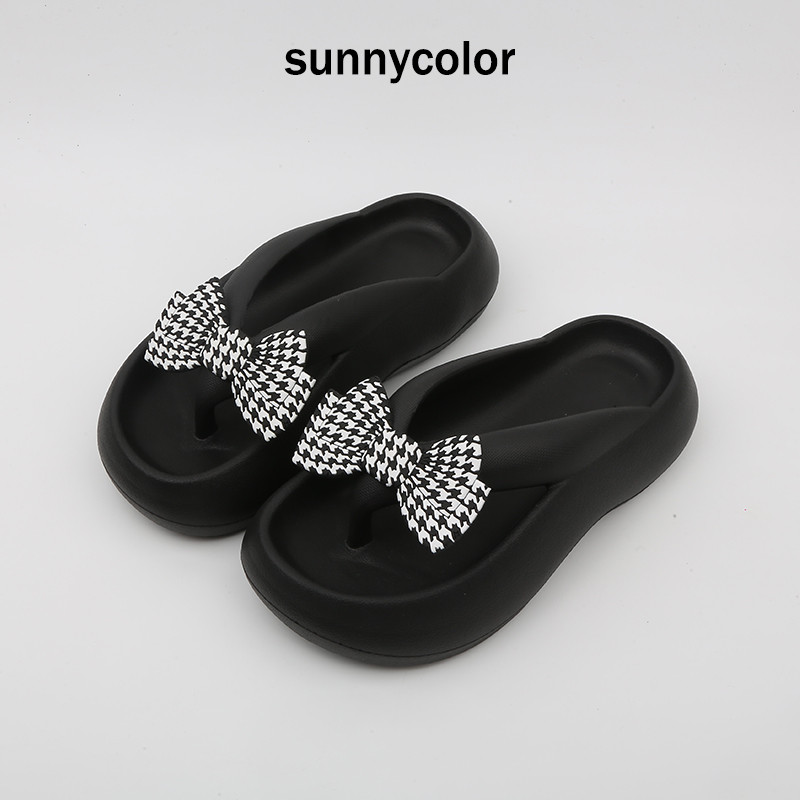 SUNNY COLOR Flip-Flops Nữ Nơ Flip-Flops Flip-Flops Nữ Thời Trang Mùa Hè Mặc Ngoài Dày @ -