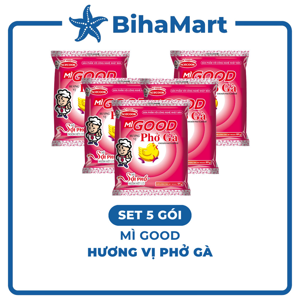 [SET 5 GÓI] - ACECOOK - Mì Good sợi phở hương vị Phở gà, Mì sợi phở Good vị phở gà, Mì Good phở gà s