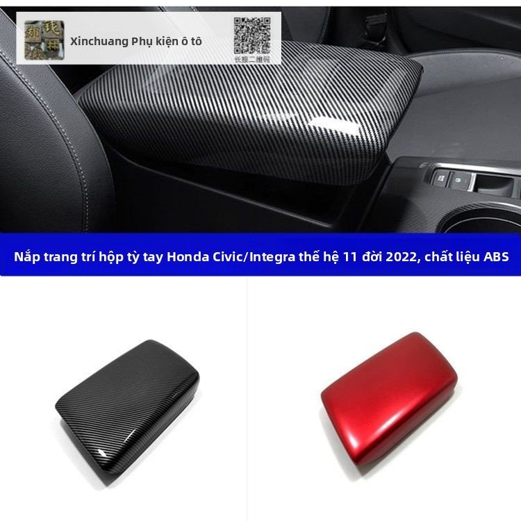 Bọc hộp tỳ tay vân carbon cho Honda Civic gen 11 2022, decal nội thất, giao nhanh