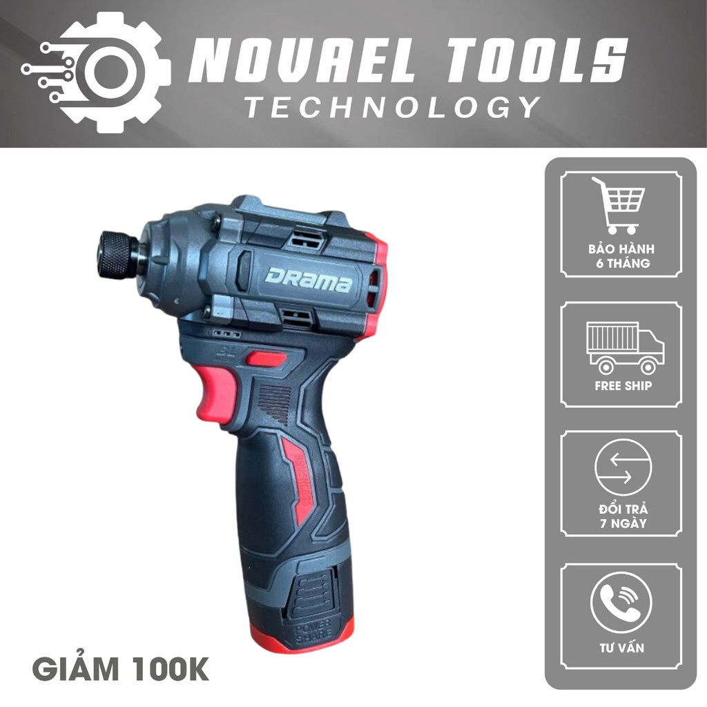 Máy Chuyên Vít Búa DRAMA 5818 Flex, Lực siết 160N.m, Không Chổi Than, Tặng 1 túi vải