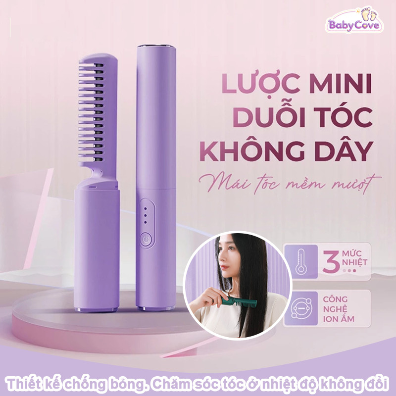 Lược Điện Chải Tóc Không Dây – Duỗi Thẳng, Uốn Cong, 3 Mức Nhiệt Tạo Kiểu Tiện Lợi Mang Theo